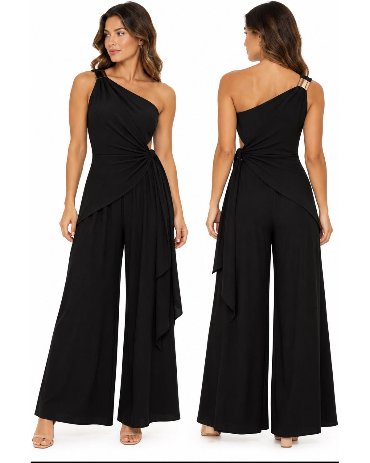 The Sienna One Shoulder Two Piece Set – Blac