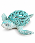 Decorative Sea Turtle Sculpture – White &amp; Teal/Baby Blue | 24cm