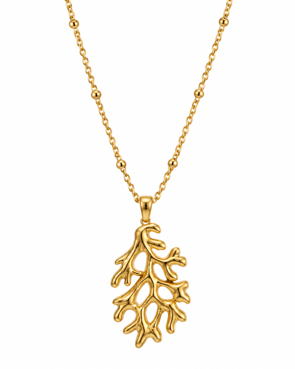 CORAL BRANCH PENDANT NECKLACE | 18K GOLD PLATED