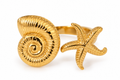 The Marina Gold Seashell & Starfish Ring