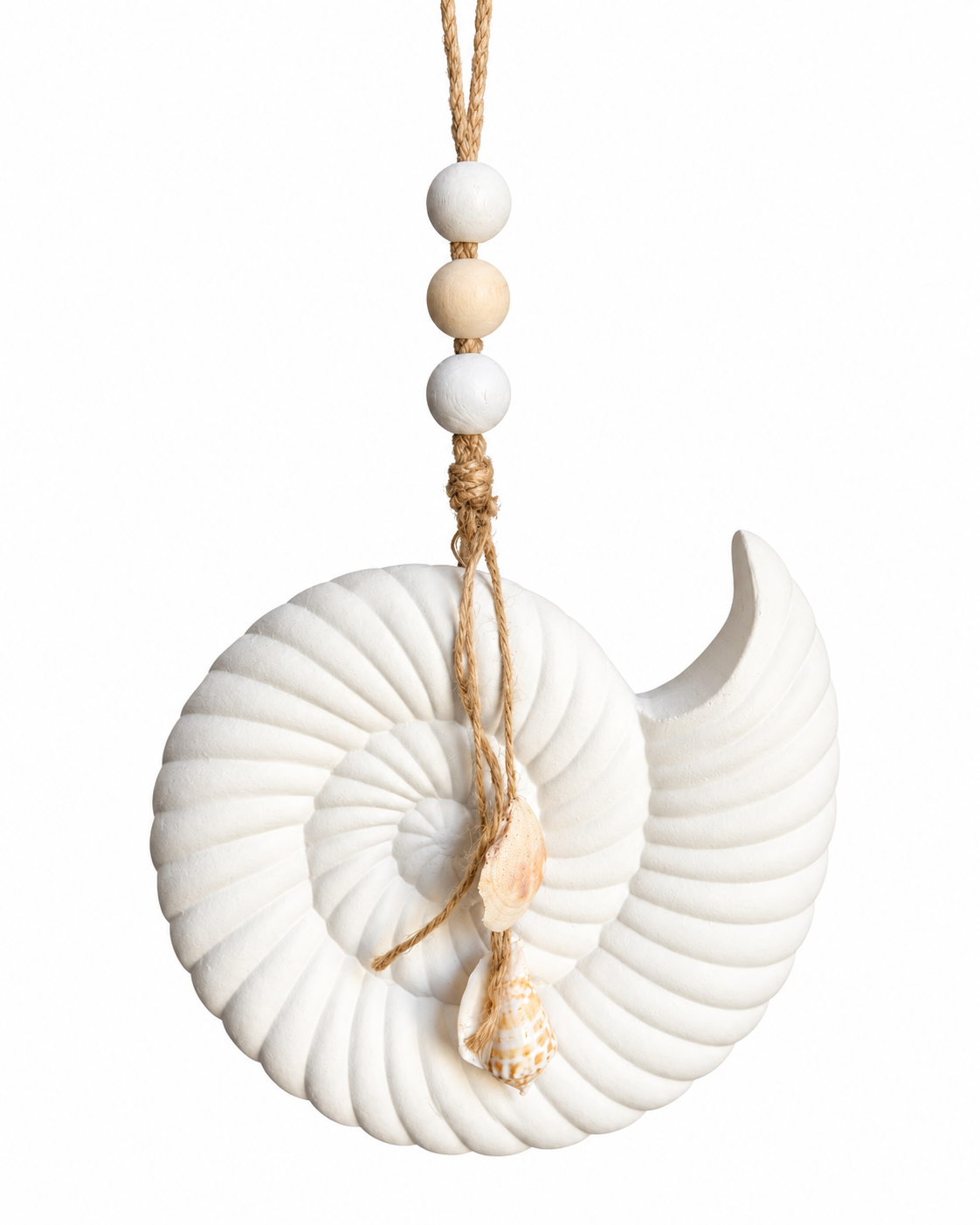 White Nautilus Shell Coastal Hanging Ornament – 23 x 20 cm