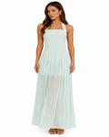 The Celeste Pleated Halter Maxi Dress – Soft Mint