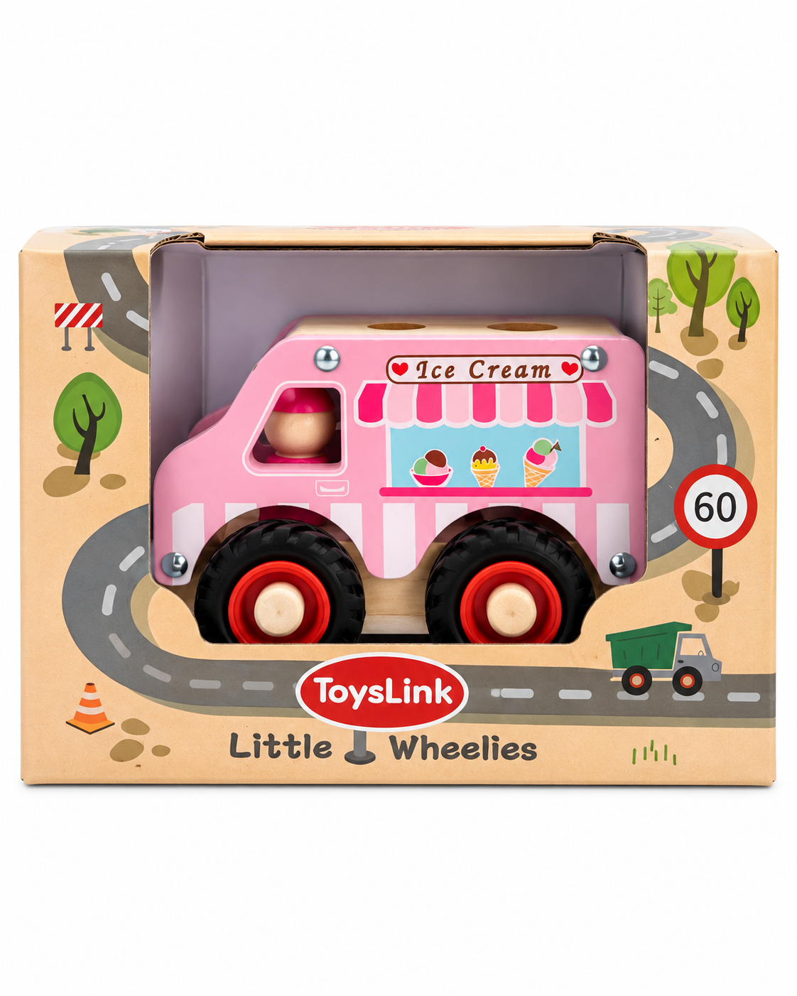ToysLink Little Wheelies Wooden Ice Cream Truck – Pink
