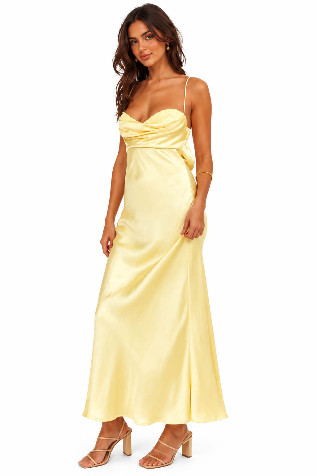Soleil Satin Maxi Dress | Butter Yellow