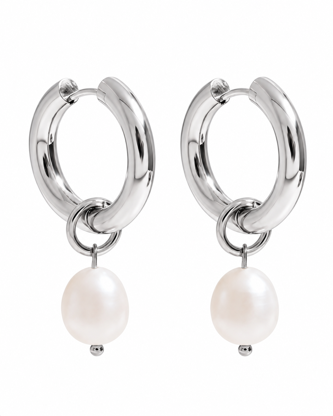 The Isla Silver Pearl Hoops