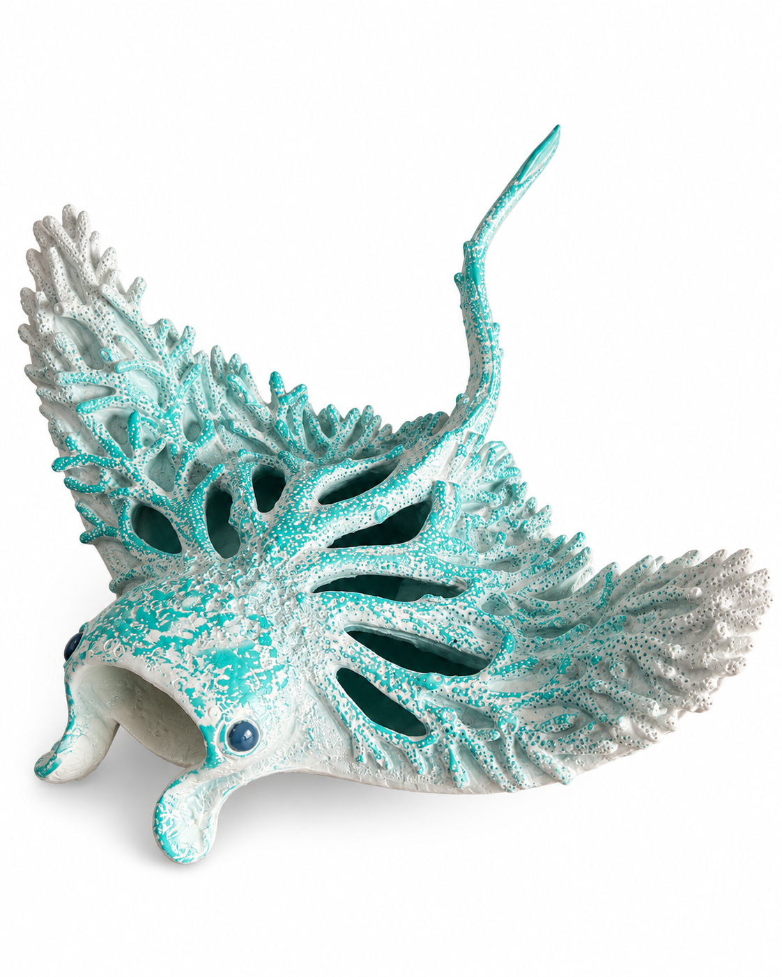 Turquoise Coral Manta Ray Sculpture