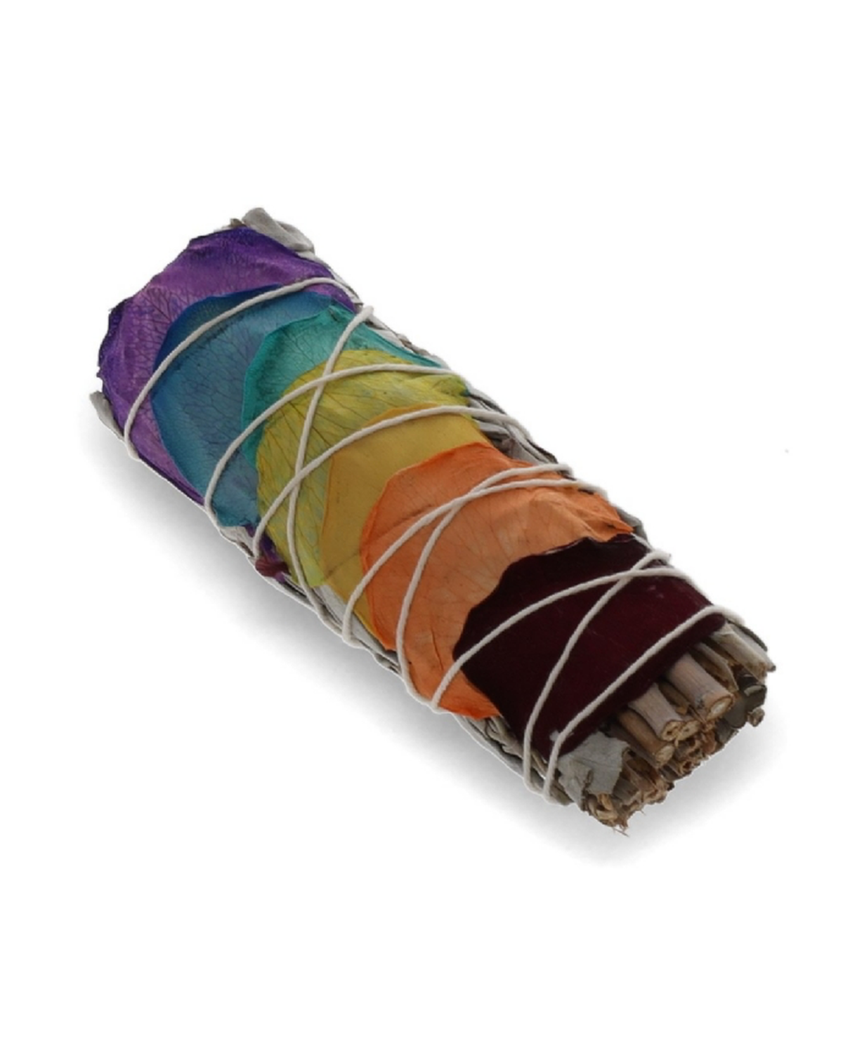 White Sage Smudge Stick with Chakra Rose Petals – Small 10cm